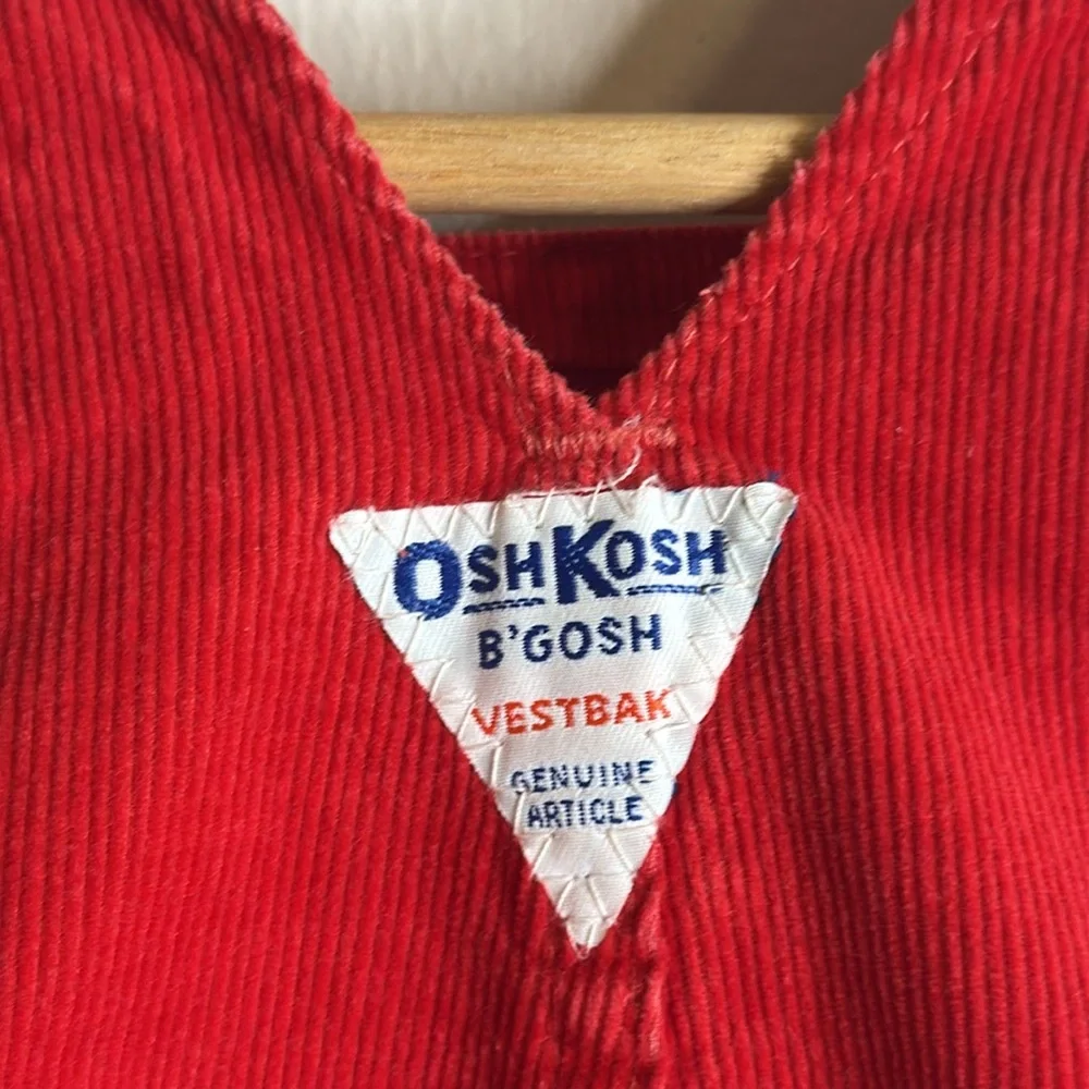 Vintage Oshkosh B'gosh Red Corduroy Overalls 5 months Vestbak, USA Made